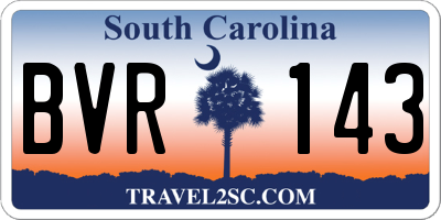 SC license plate BVR143