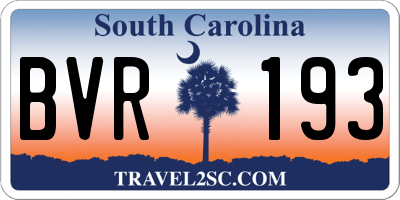 SC license plate BVR193