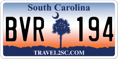 SC license plate BVR194