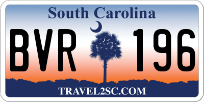 SC license plate BVR196