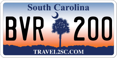 SC license plate BVR200