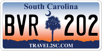 SC license plate BVR202