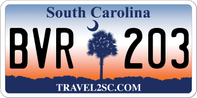 SC license plate BVR203