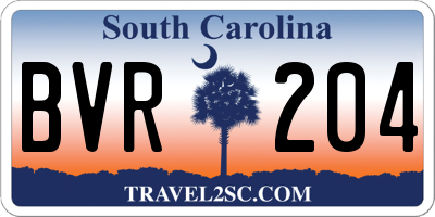 SC license plate BVR204
