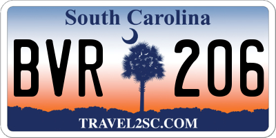 SC license plate BVR206