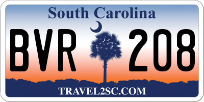 SC license plate BVR208