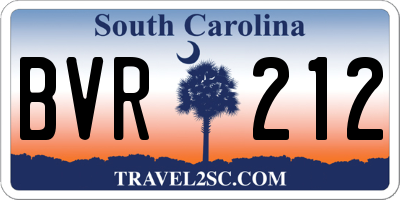 SC license plate BVR212
