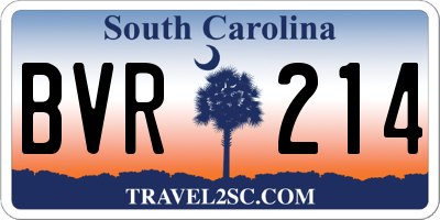 SC license plate BVR214