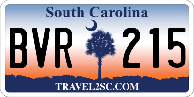 SC license plate BVR215
