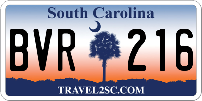 SC license plate BVR216