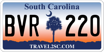 SC license plate BVR220