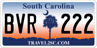 SC license plate BVR222