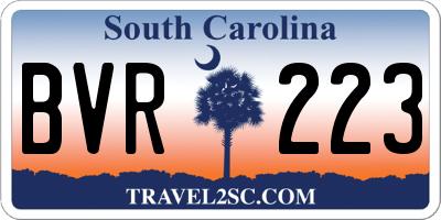 SC license plate BVR223