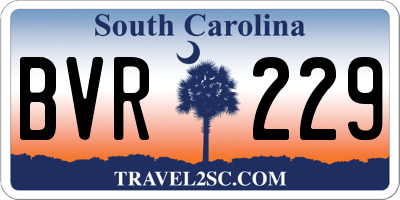 SC license plate BVR229