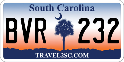 SC license plate BVR232