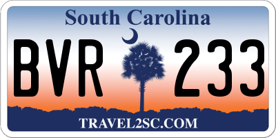 SC license plate BVR233