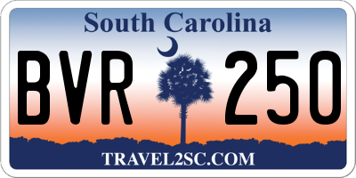 SC license plate BVR250