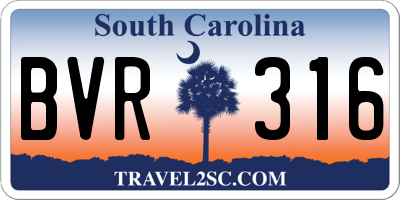 SC license plate BVR316