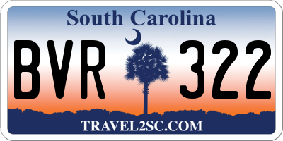 SC license plate BVR322