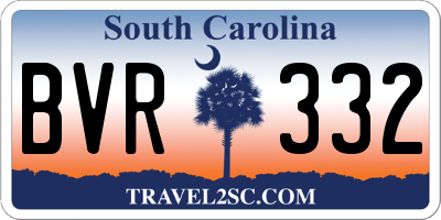 SC license plate BVR332