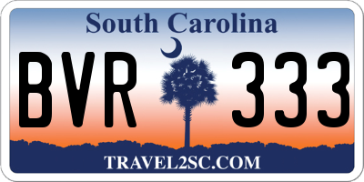 SC license plate BVR333