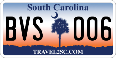 SC license plate BVS006