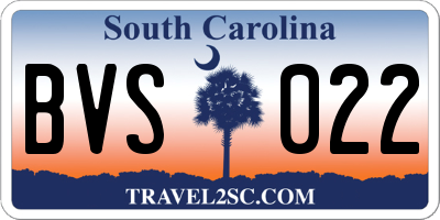 SC license plate BVS022