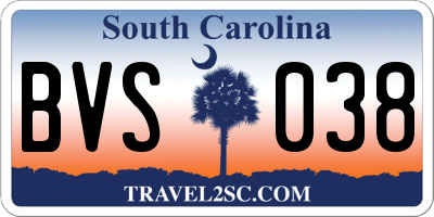 SC license plate BVS038