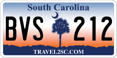 SC license plate BVS212