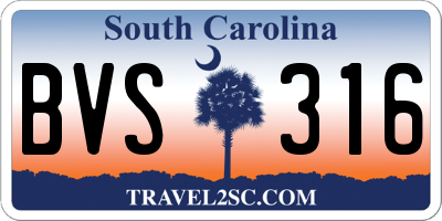 SC license plate BVS316