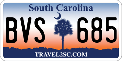SC license plate BVS685