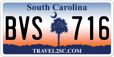 SC license plate BVS716