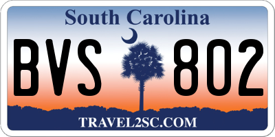 SC license plate BVS802