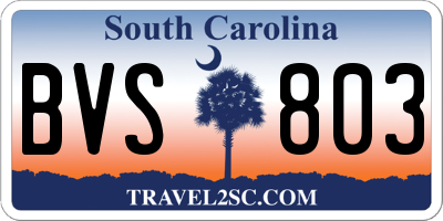 SC license plate BVS803