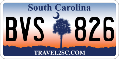 SC license plate BVS826