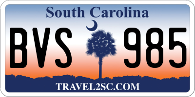 SC license plate BVS985