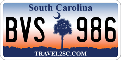 SC license plate BVS986