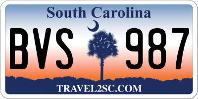SC license plate BVS987