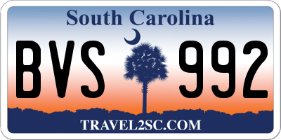 SC license plate BVS992