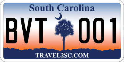 SC license plate BVT001