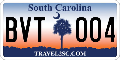 SC license plate BVT004