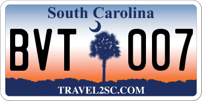 SC license plate BVT007