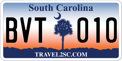 SC license plate BVT010
