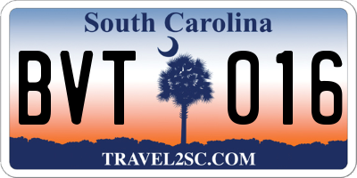 SC license plate BVT016