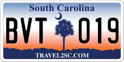 SC license plate BVT019