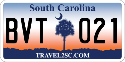 SC license plate BVT021