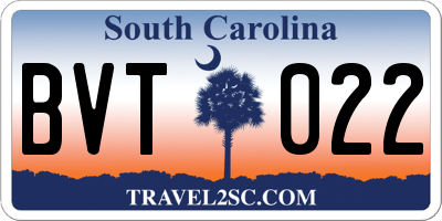 SC license plate BVT022