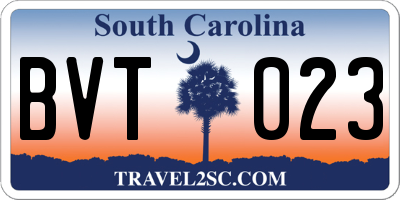 SC license plate BVT023