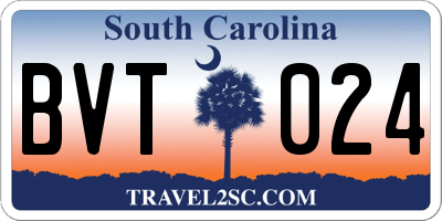 SC license plate BVT024