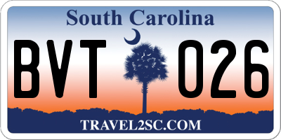 SC license plate BVT026